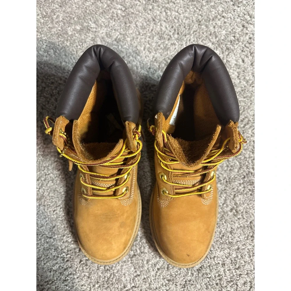 Timberland 12909 6 Inch Premium Waterproof Boots Wheat Nubuck Leather Kids 4.5 M